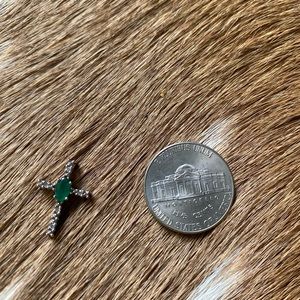 Beautiful Irish Emerald and Diamond Cross-14k white gold